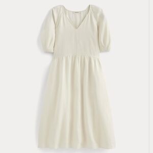 Everlane Linen Puff Sleeve Midi Dress in Bone size Medium
